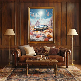 Surreal Vintage Car in Dreamscape Futuristic Sci-Fi Poster
