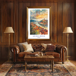 Heidelberg Watercolor Dreamscape Urban or Cityscape Poster PosterGoat