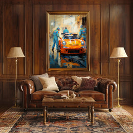 Racing Team In Action Poster PosterGoat