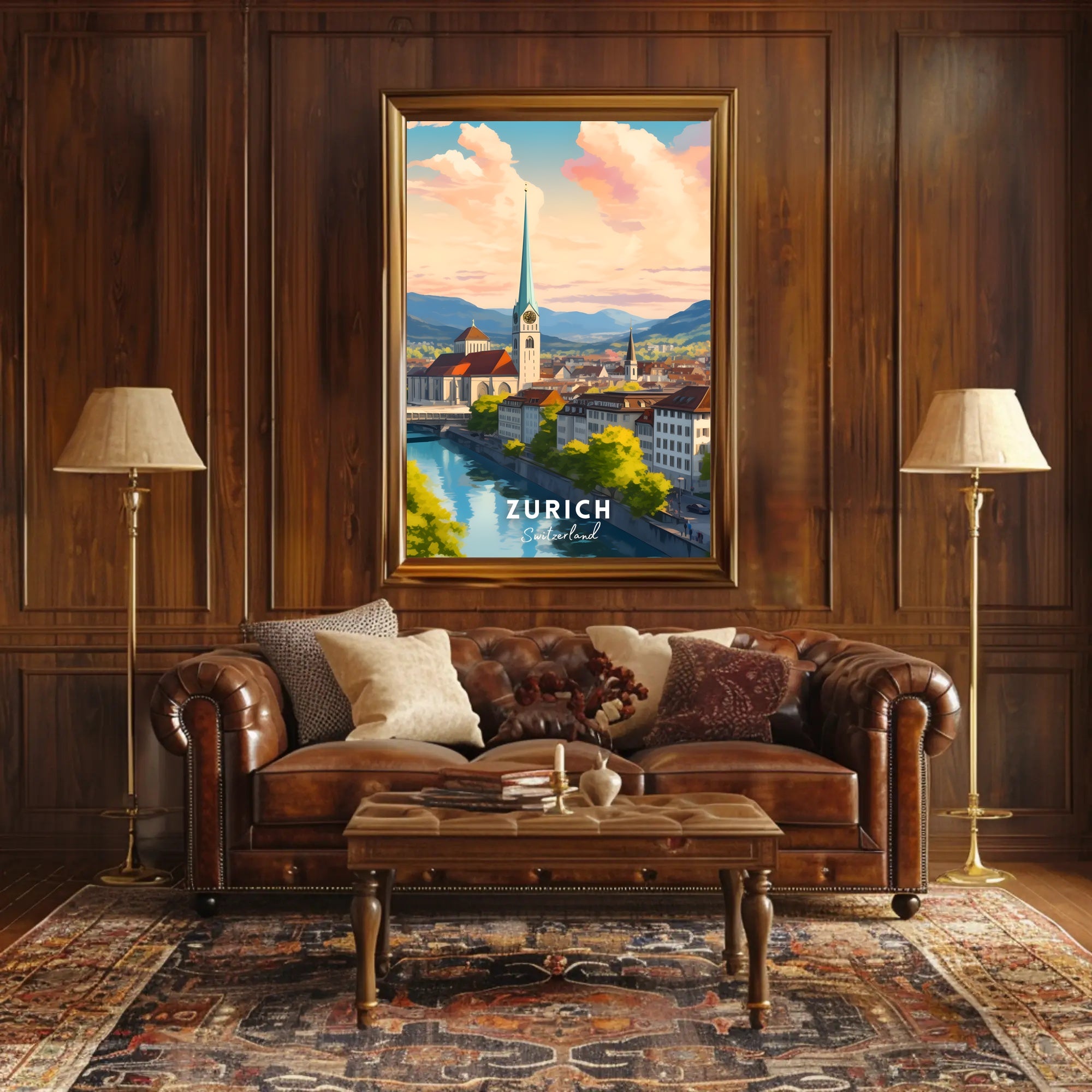 Zurich Cityscape Modern Art Travel Poster