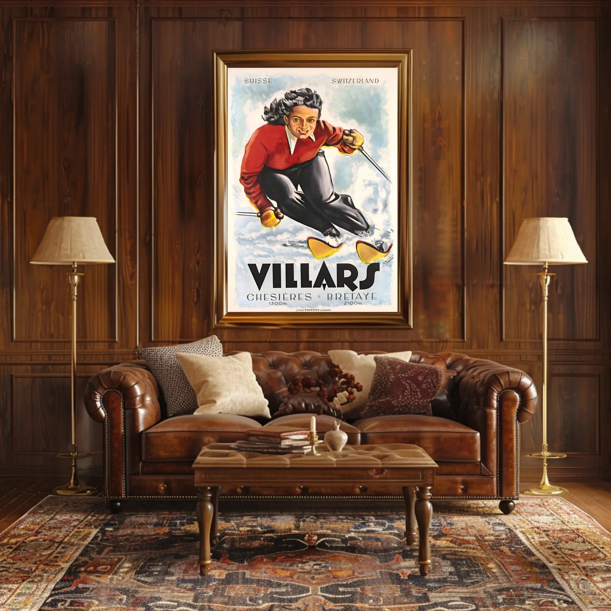 Villars Skiing Poster PosterGoat