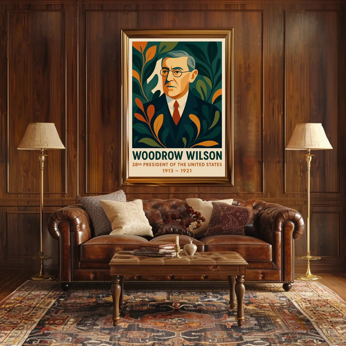 Woodrow Wilson Vintage Patriotic Graphic Art Poster