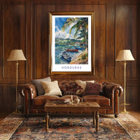 Honduras Coastal Serenity Watercolor Travel Poster PosterGoat