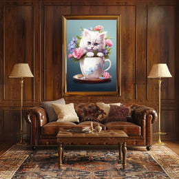 Kitten In A Teacup Poster PosterGoat