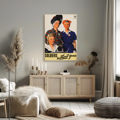 Women Workers Soldiers Without Guns Vintage War Propaganda Poster
