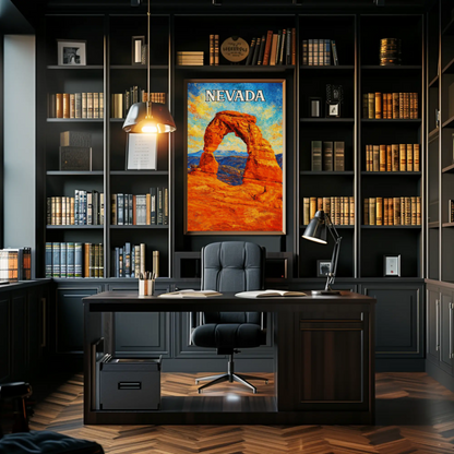 Nevada Desert Arch Red Rock Landscape Poster Poster