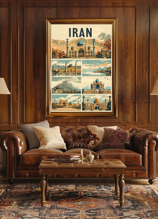 Iranian Landmarks Vintage Travel Poster