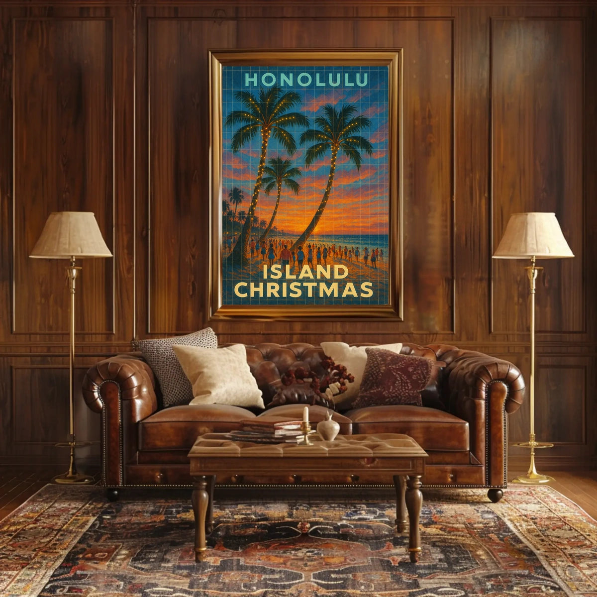Honolulu Island Christmas Poster