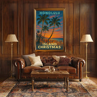 Honolulu Island Christmas Poster