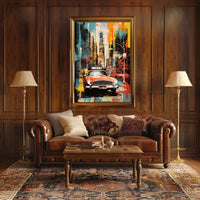 Stylized New York Cityscape Mid-20th Century Travel Poster