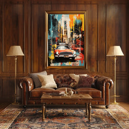 Stylized New York Cityscape Mid-20th Century Travel Poster
