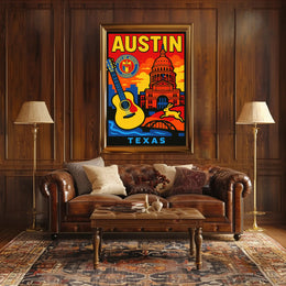 Vibrant Austin, Texas Poster PosterGoat