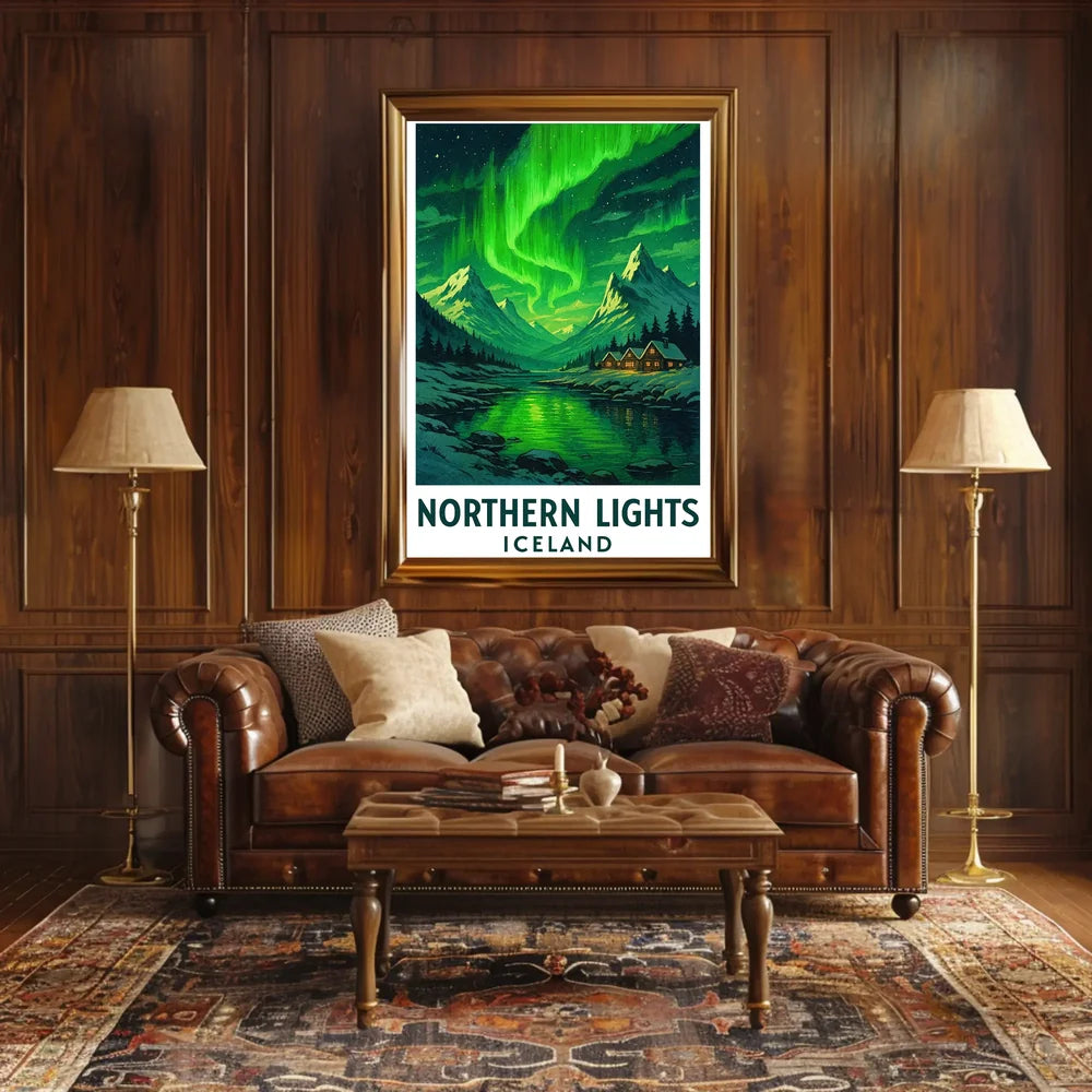 Northern Lights Over Iceland Travel Poster PosterGoat