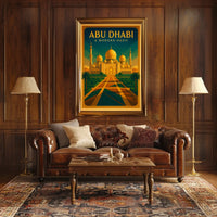 Abu Dhabi Modern Oasis Vintage Travel Poster