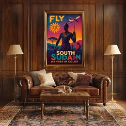South Sudan Vibrant Travel Advertisement, Vintage-Modern Travel Poster PosterGoat