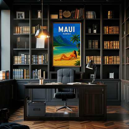 Maui Hawaii Woman Beach Relax Tropical Poster