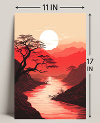Tranquil Sunset Over Red Mountains Poster