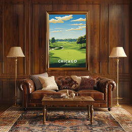 Chicago Golf Course Scenic Travel Poster