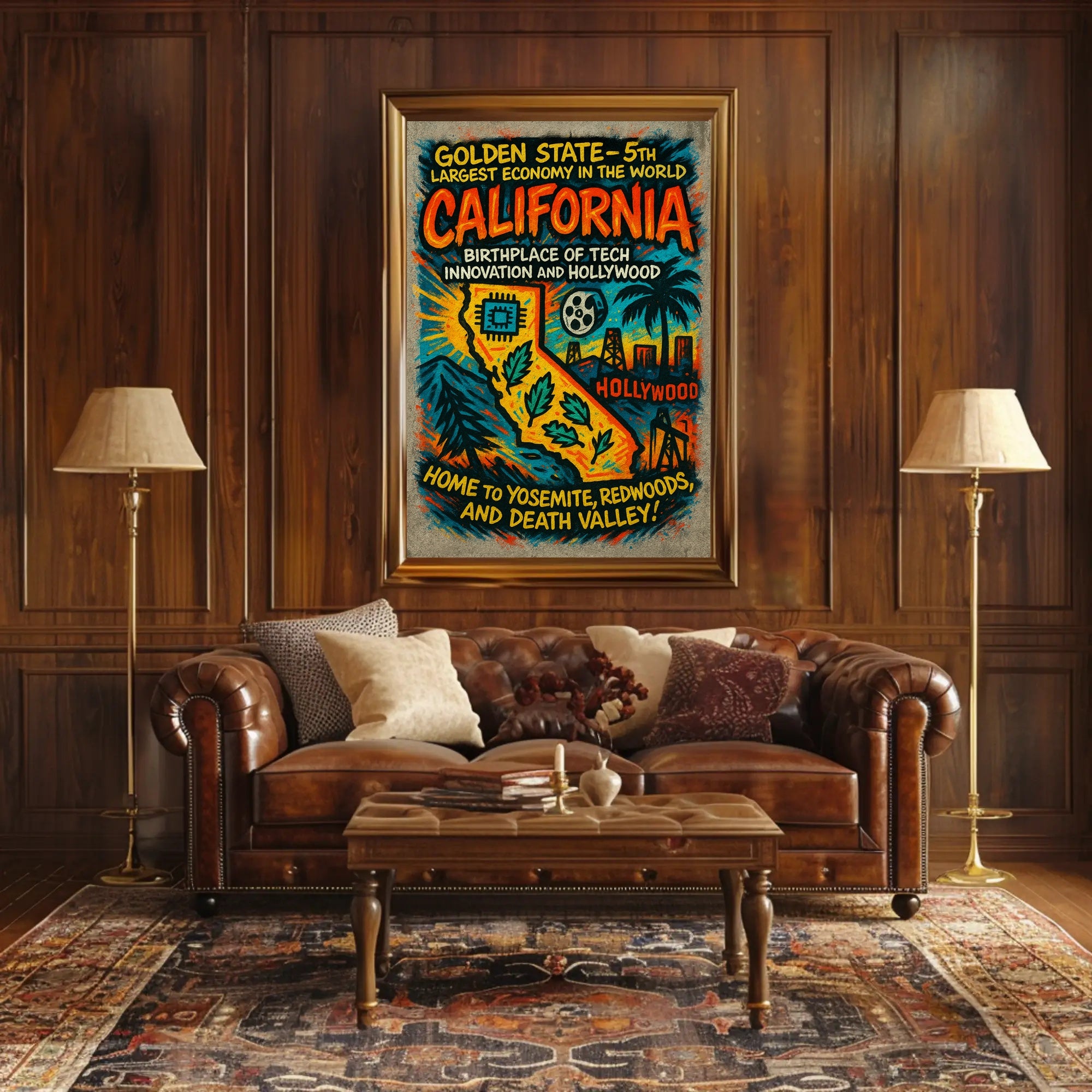 California Vintage Travel Poster Wall Art PosterGoat
