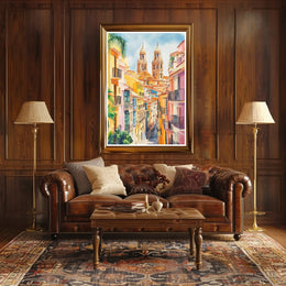 Vibrant Streets of the Old Town Poster PosterGoat