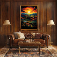 Tuscan Countryside Sunset Scenic Travel Poster