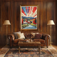 Vibrant Vermont Landscape: Vintage Travel Poster