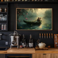 Romantic Rowboat Scene: Dreamy Impressionist Lake Poster