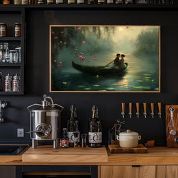 Romantic Rowboat Scene: Dreamy Impressionist Lake Poster