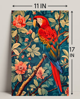 Vibrant Parrot Illustration in Tropical Animal Poster