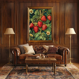 Vintage Strawberry Botanical Art Illustration Poster