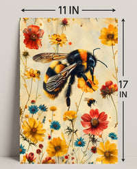 Vibrant Bee Meadow Art Print: Animal Poster