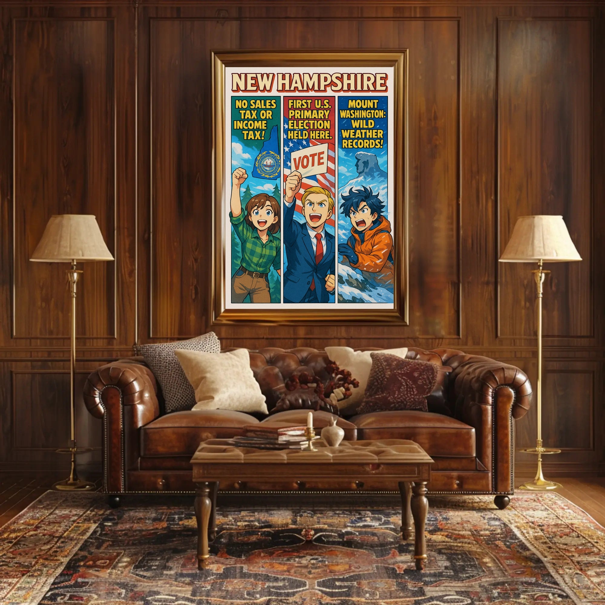 New Hampshire Highlights Poster PosterGoat