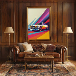 Vintage Racing Car in Dynamic Pop Art Poster PosterGoat