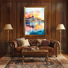 Hungary Budapest Parliament Building River View Poster