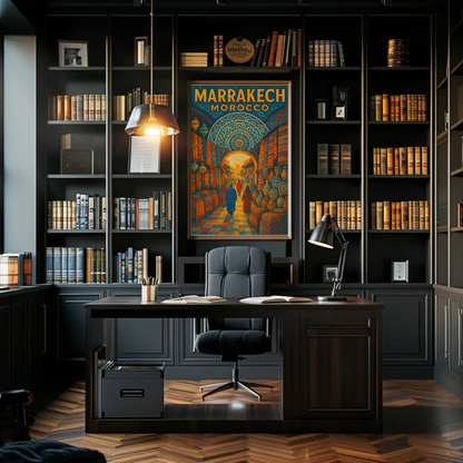 Marrakech Morocco Mosaic Market Scene Poster Poster