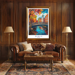 Dublin's Vibrant Bridge: European Charm Urban or Cityscape Poster PosterGoat