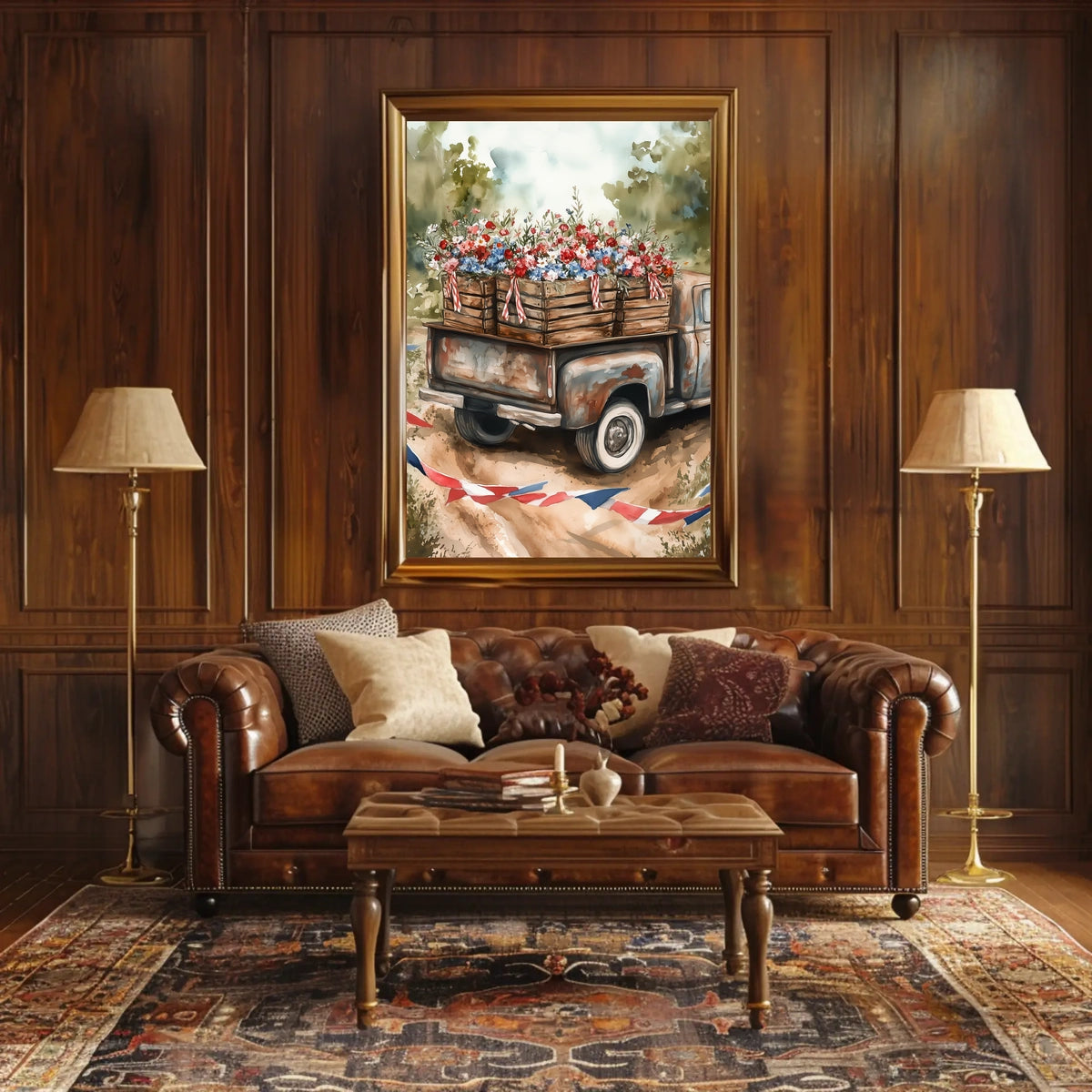 Weathered Pickup Truck Vintage Road Scene Wall Art Poster