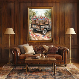 Weathered Pickup Truck Vintage Road Scene Wall Art Poster