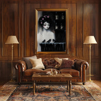 Ethereal Gothic Woman with Roses and Birds Poster PosterGoat