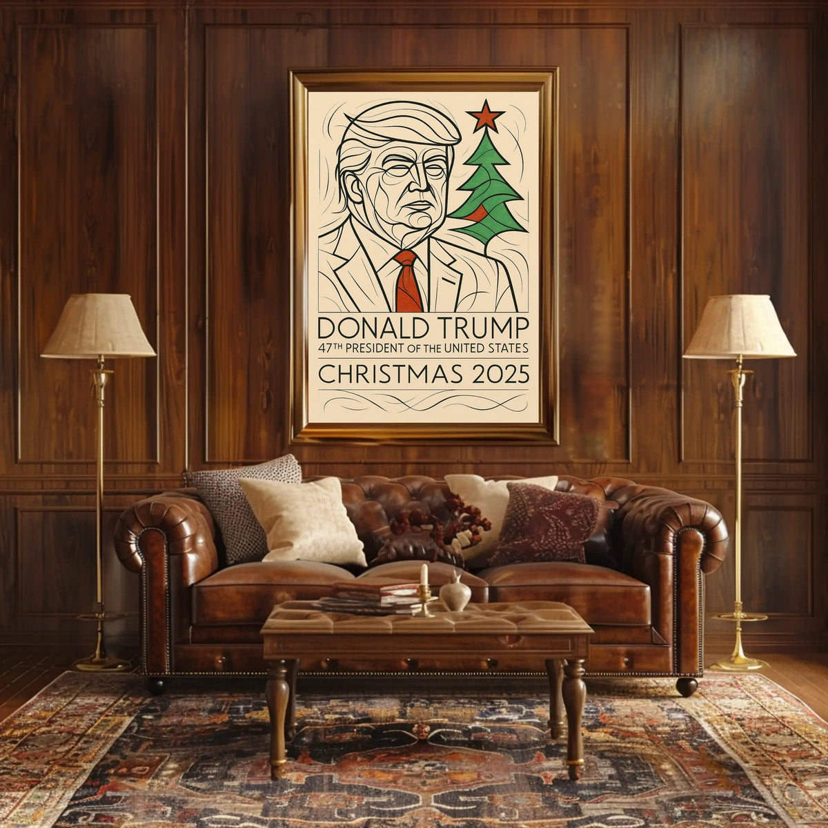 Trump Presidential Christmas 2025 Minimalist Political Propaganda Poster