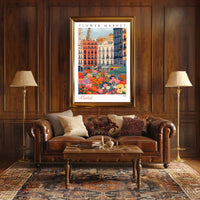 Vibrant Flower Market in Madrid Poster PosterGoat