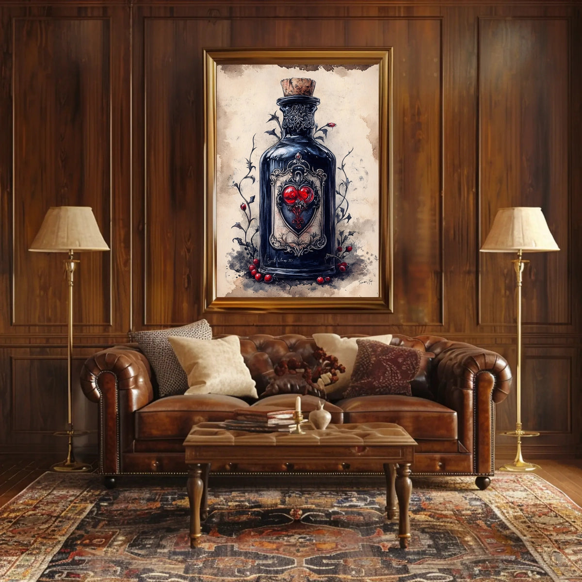 Vintage Glass Bottle Illustration Print - Abstract, Artistic, or Pop Culture Poster