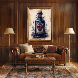 Vintage Glass Bottle Illustration Print - Abstract, Artistic, or Pop Culture Poster