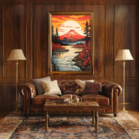 Majestic Mountain Sunset Poster PosterGoat