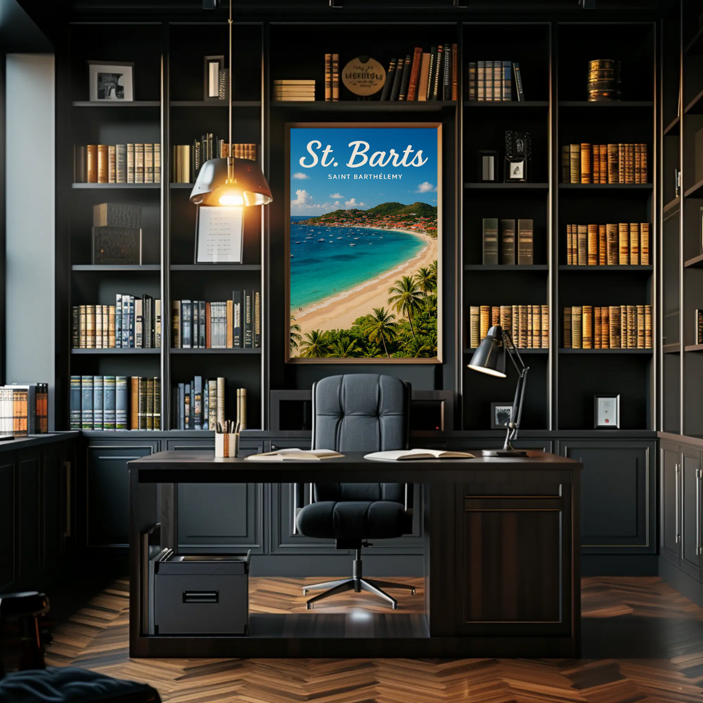 St Barts Caribbean Island Beach Coastline Travel Poster