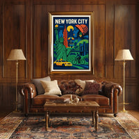 New York City Poster Abstract Travel Colorful Wall Art