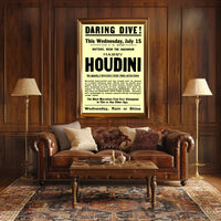 Houdini Daring Dive Early 1900s Historical Poster