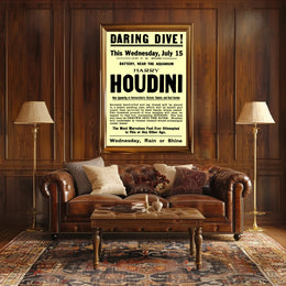 Houdini Daring Dive Early 1900s Historical Poster
