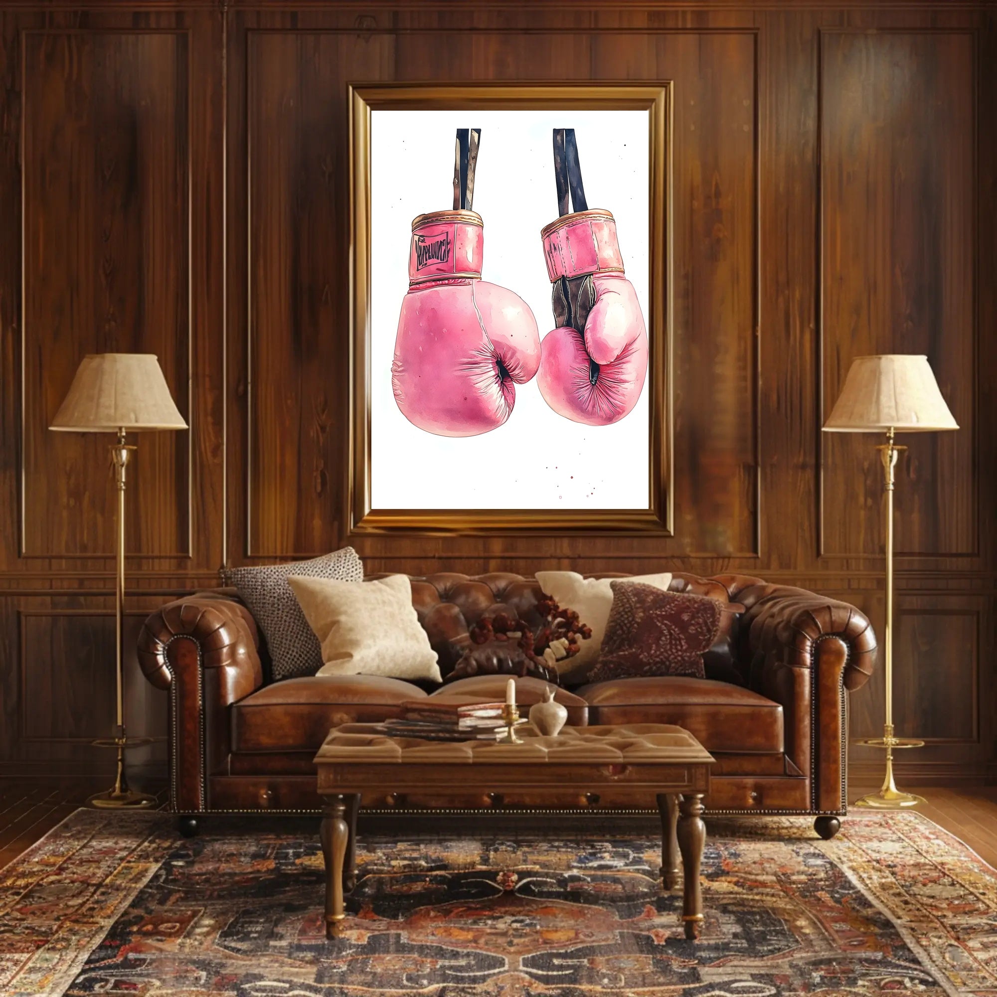 Pink Boxing Gloves Poster Decorative Sports Wall Art