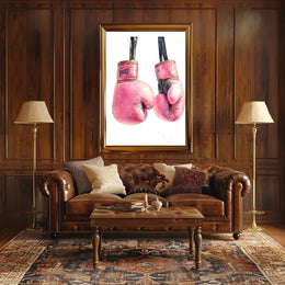 Pink Boxing Gloves Poster Decorative Sports Wall Art